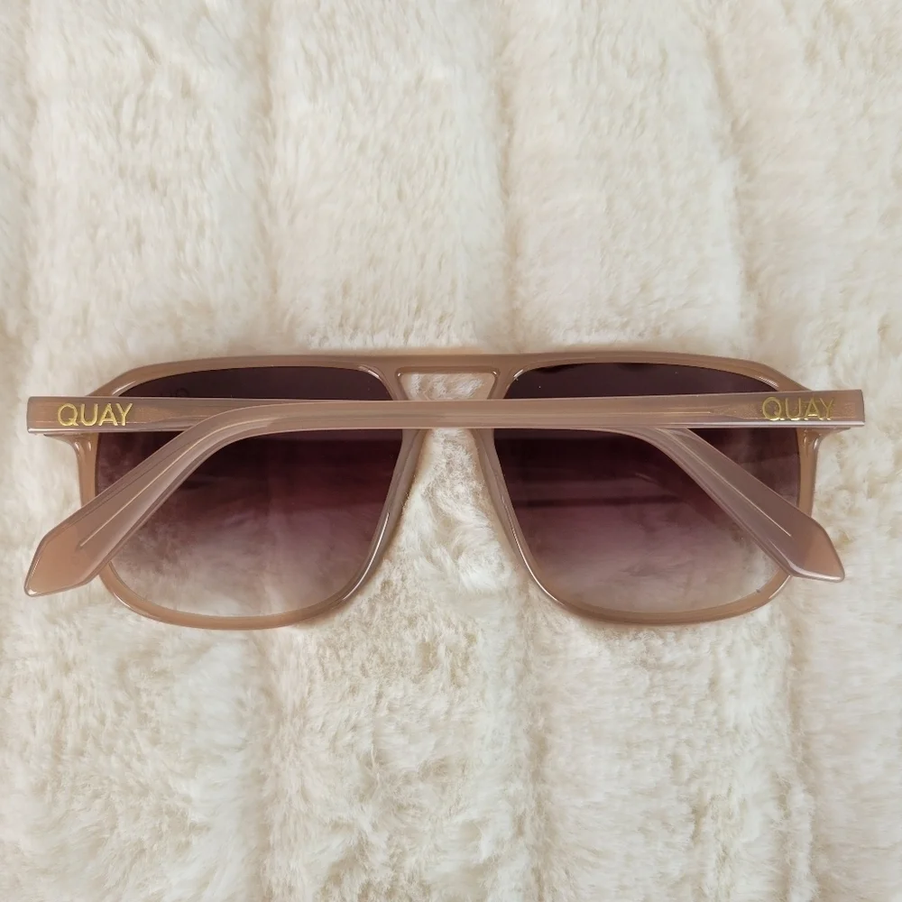 QUAY // ltd ed retro-chic plastic oat frame brown fade lens aviators jlo - Picture 4 of 16